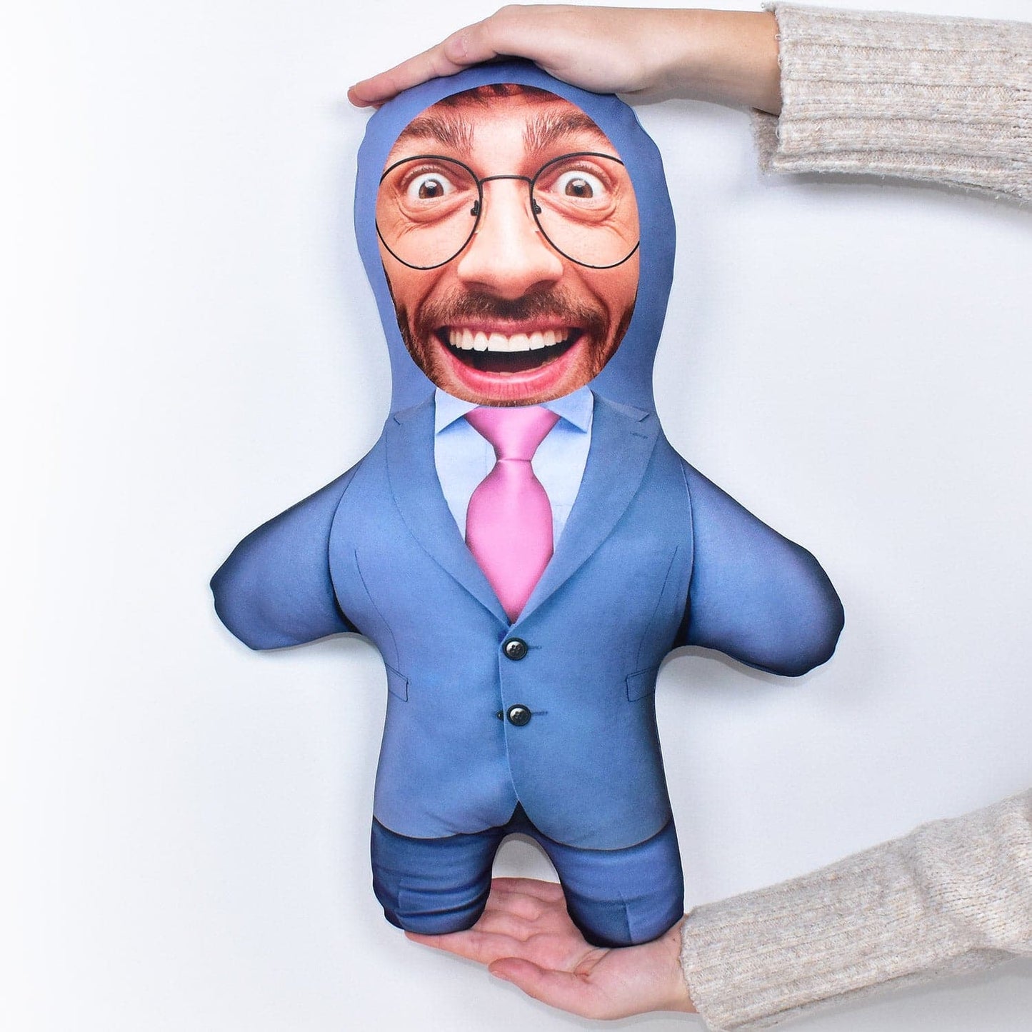 Blue Suit - Pink Tie - Personalised Mini Me Doll