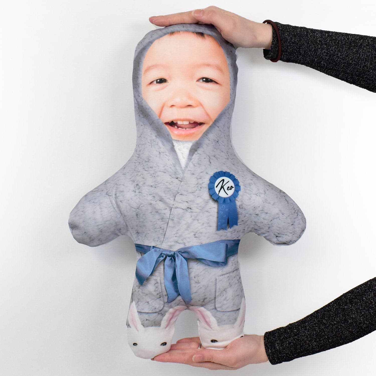 Fluffy Grey Dressing Gown - Personalised Mini Me Doll